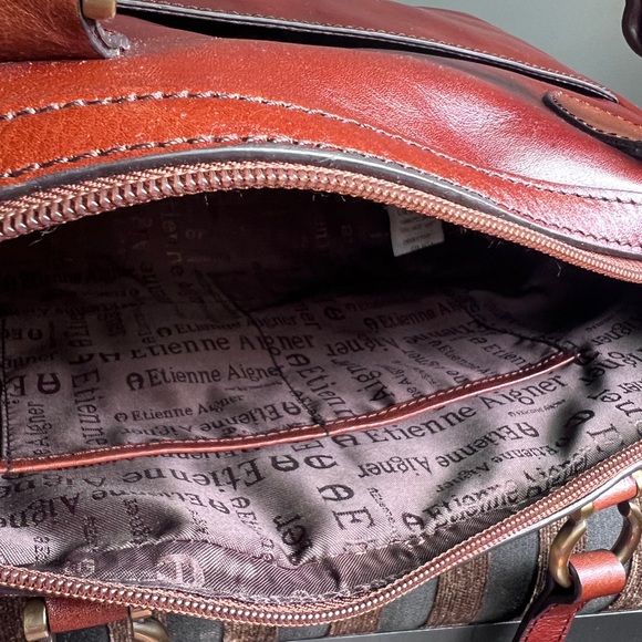 Etienne Aigner Rich Brown Leather Bag with Gold Hardware - Picture 8 of 9